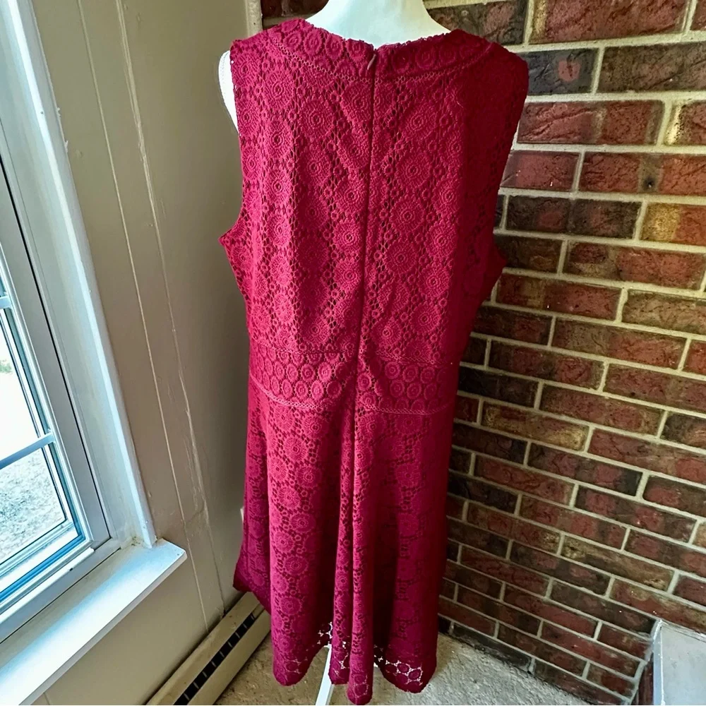 Charter Club Burgundy Lace Midi Dress Crochet Lace Flowers Boho Chic Witchy Vibe